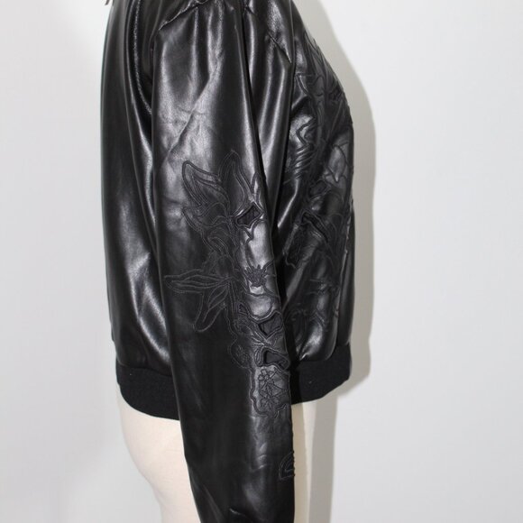 NWT Johnny Was 3J Workshop Biya JWLA Melanie Vegan Faux Leather Bomber Jacket M - Picture 7 of 7